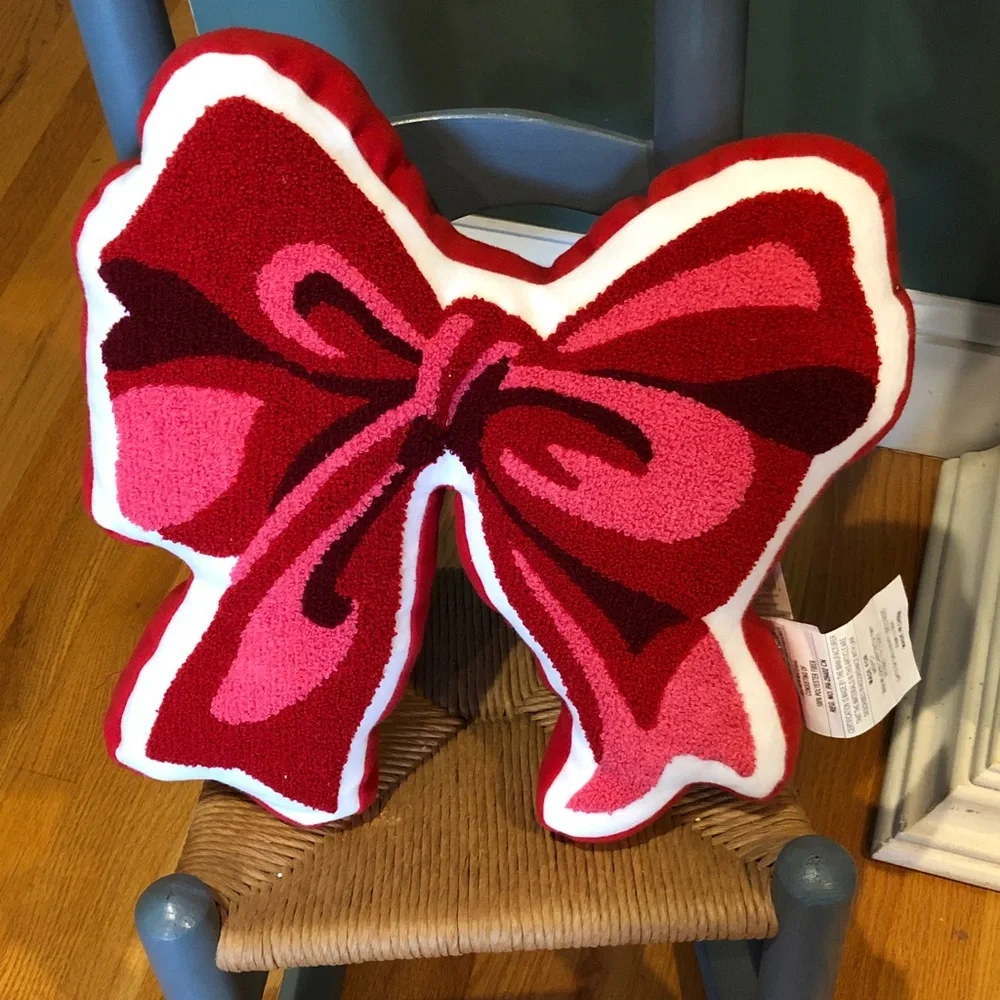 New with tag Celebrate It Red and Pink Bow Holiday Pillow